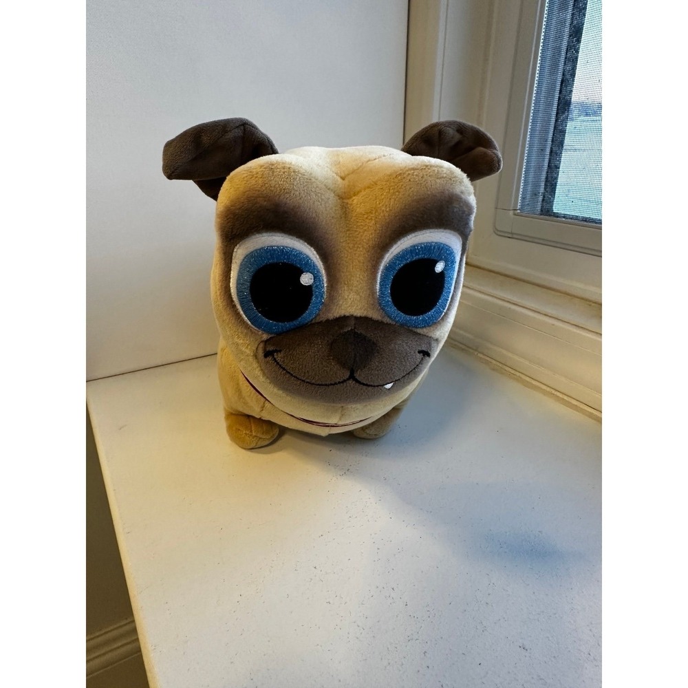 Disney Store Plush Puppy Dog Pals Rolly Pug 11" Long Stuffed Animal Blue Eyes